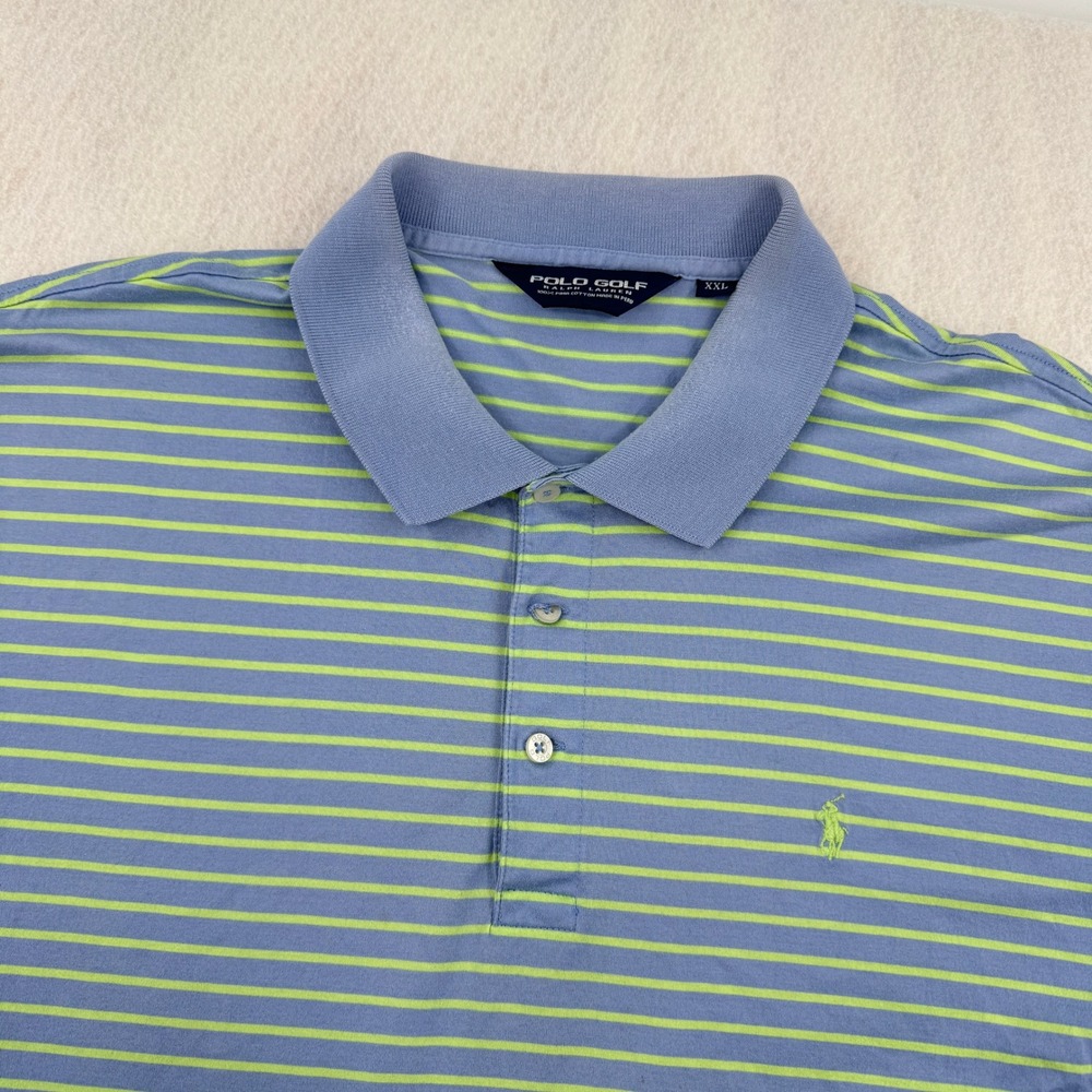 Polo Golf Ralph Lauren Mens XXL Short Sleeve Pima Cotton Polo Green Striped